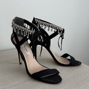 Nina Black Heels with Rhinestone Accents